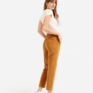 Everlane High-Rise Cropped Corduroy Pants in Camel Brown